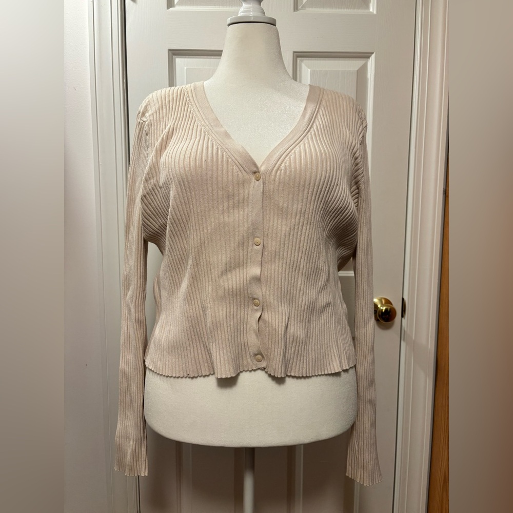 H&M Beige Rib-Knit Cardigan